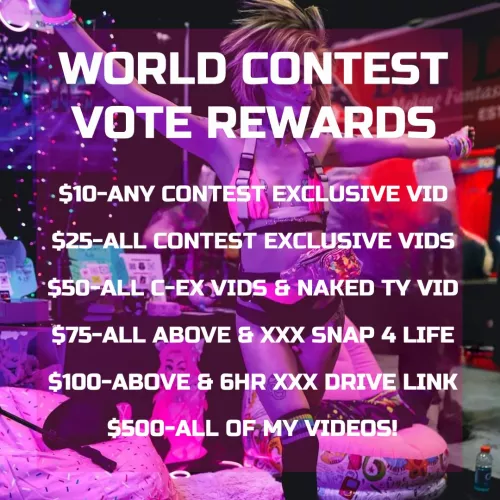 ✨IT'S TIME TO VOTE FOR ME✨ in the MV Contest World Party Contest🔥get some AMAZING rewards!🔥Check out the pic for the full list🥰