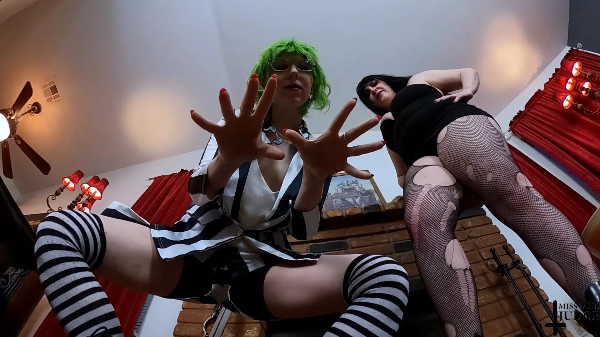 Say it three times!!! [f] Lydia and Beetlejuice cosplay with Girlbot Div