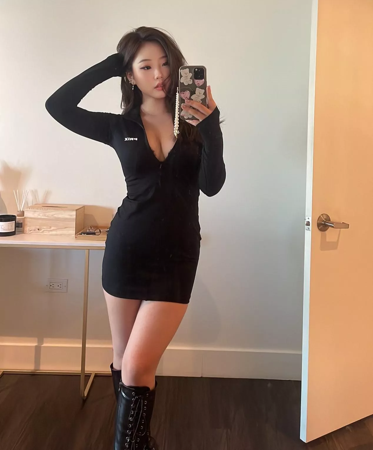 Tight dress cleavage