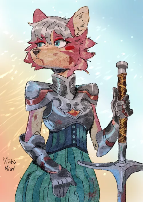 A little tired after an intense battle (art by me @marumoriart)