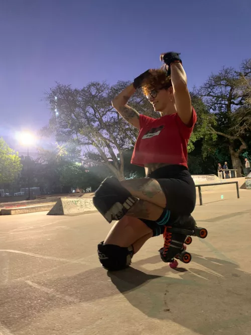 A redhead on skates