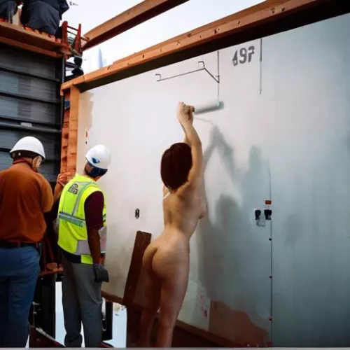 I used AI to make her look like she is working in a construction sight surrounded by horny men