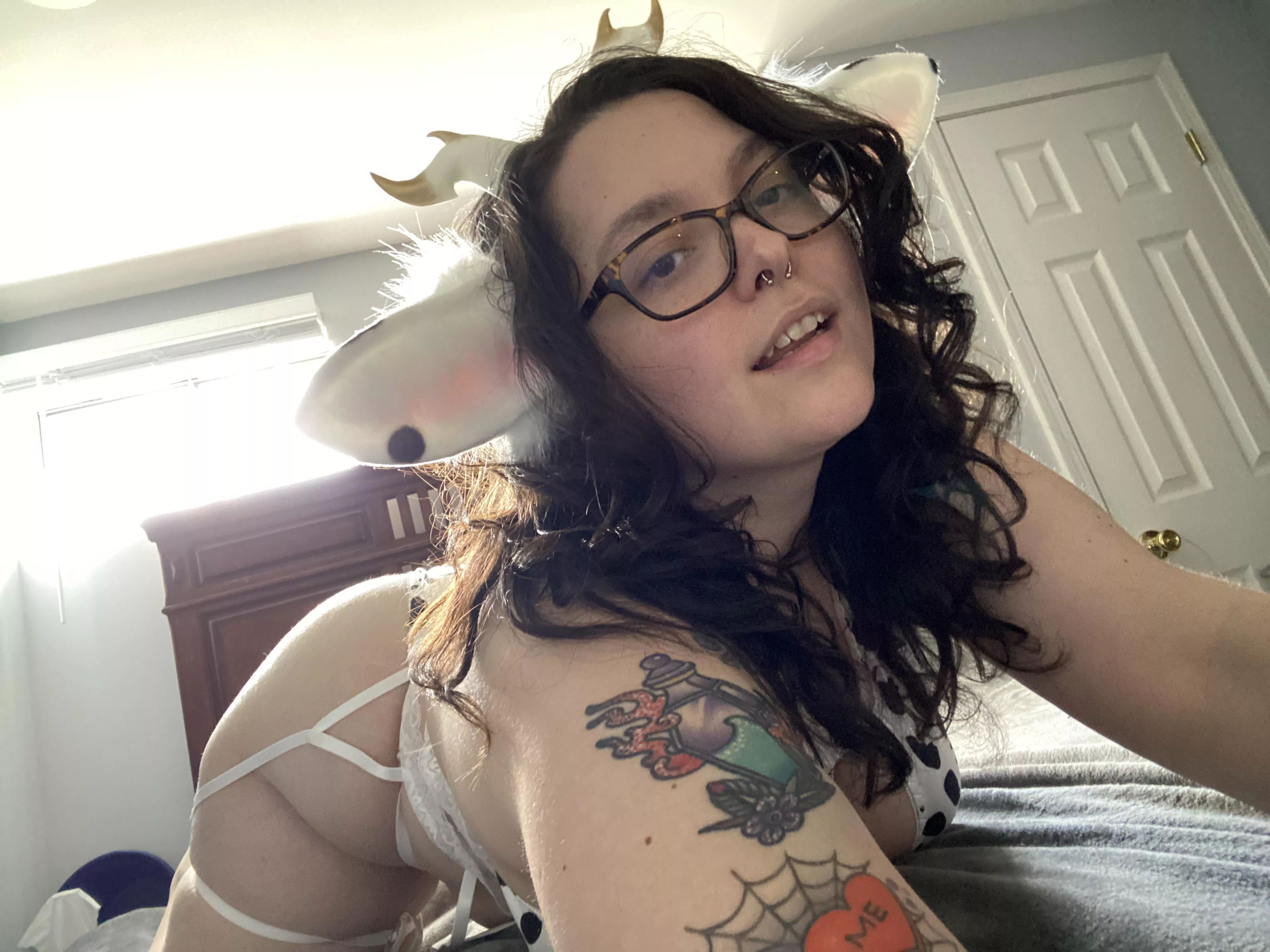 Moocow with a new outfit waiting for Daddy to breed me