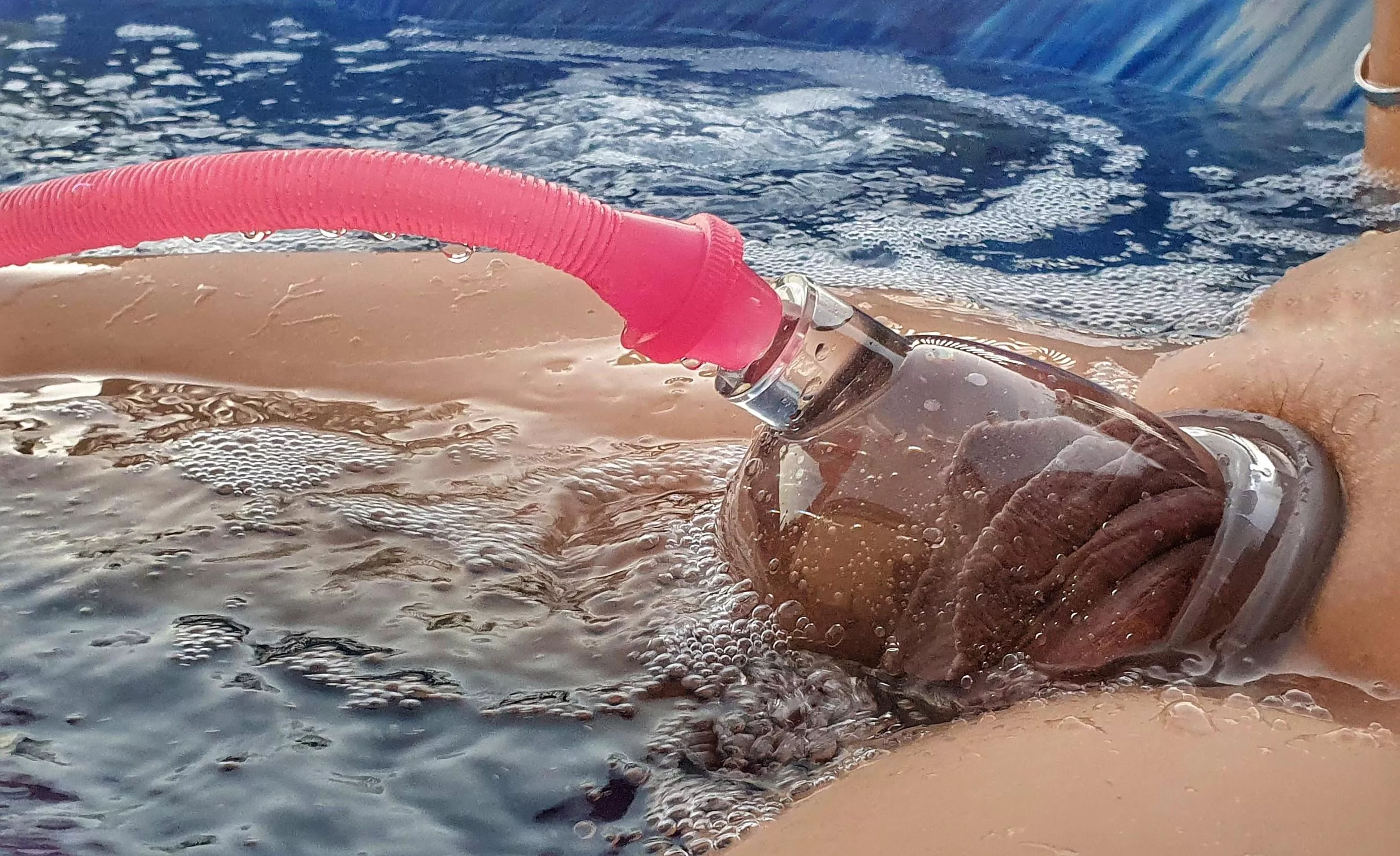 A view from the side of spa pumping.