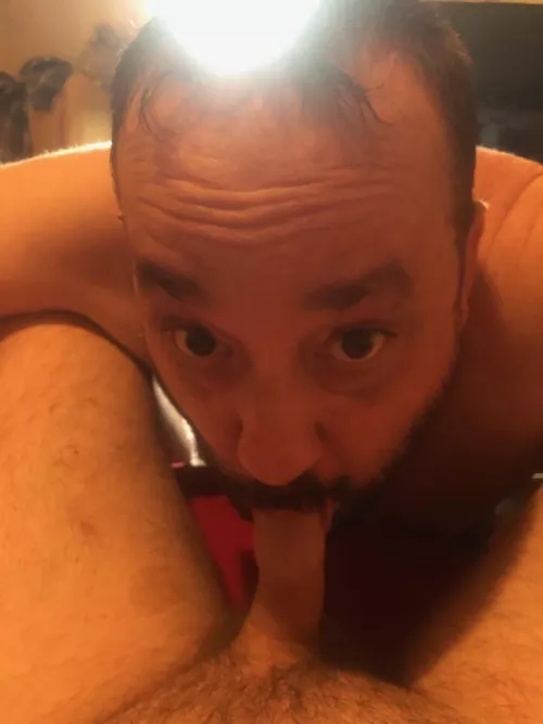 Getting daddy's cock ready for my hole.