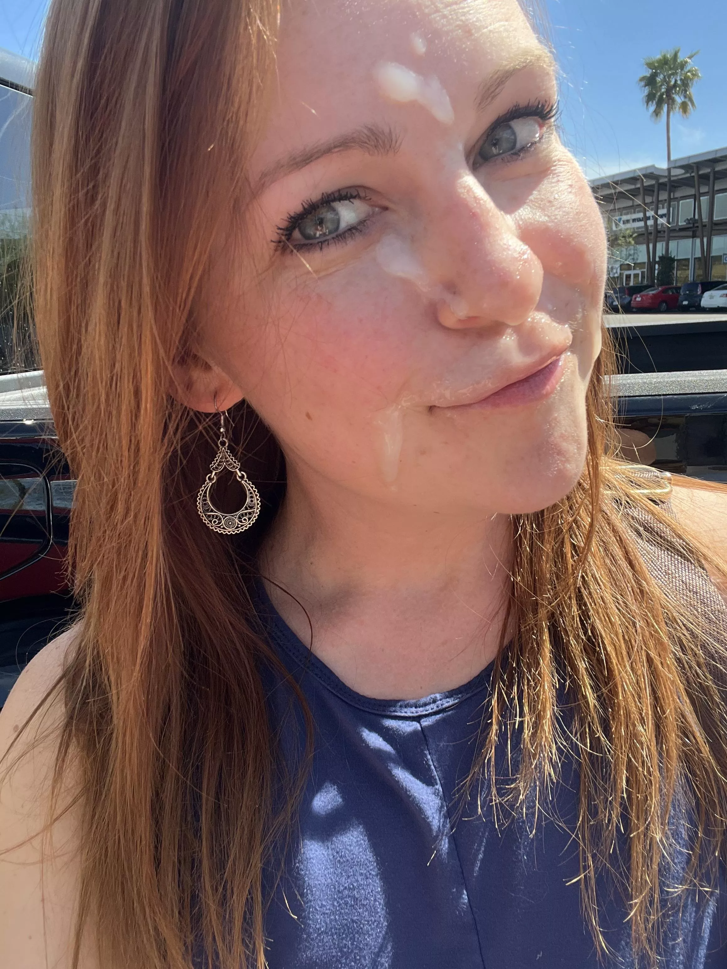 My pretty cum covered face in public