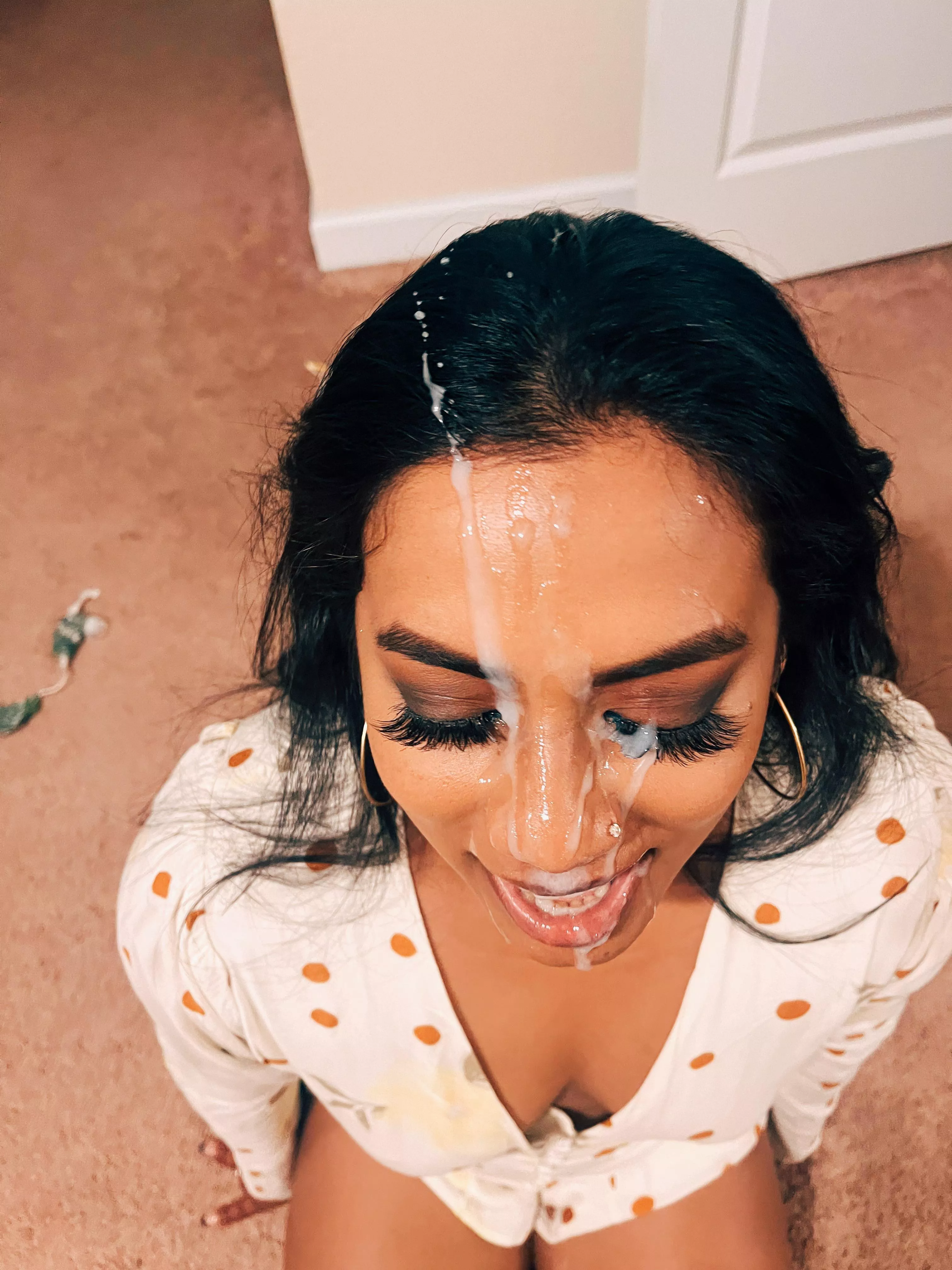 Painted her face after dinner