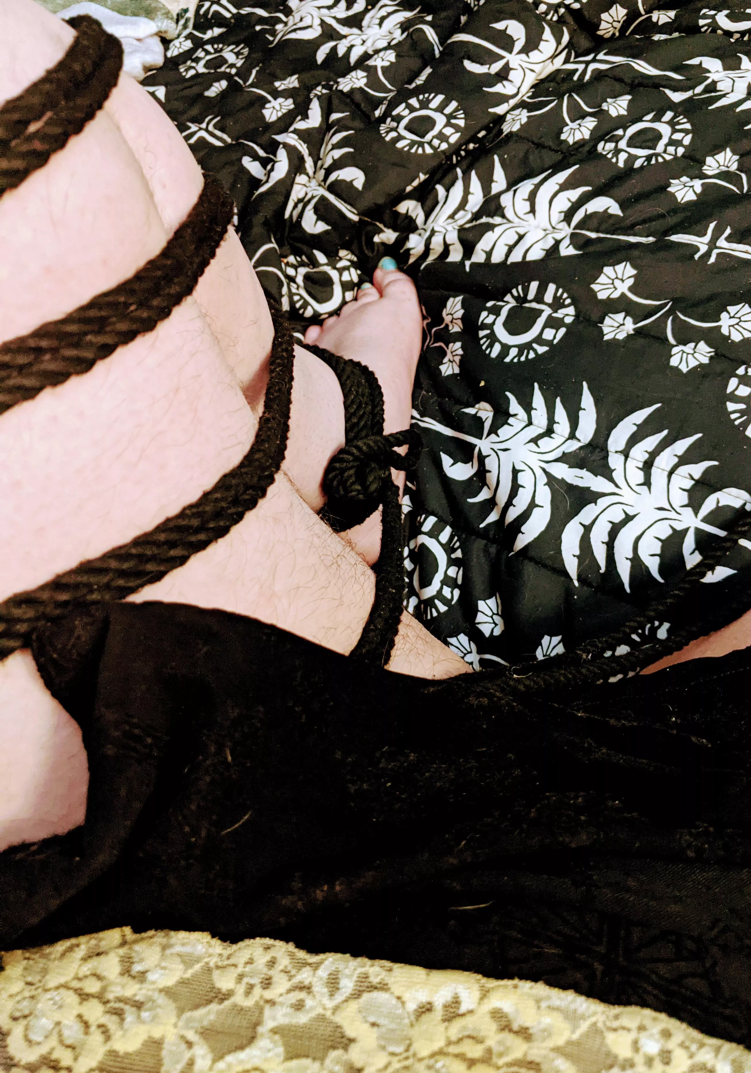 That moment when you're partially through a futomomo self tie and the GrubHub driver arrives too early unexpectedly...