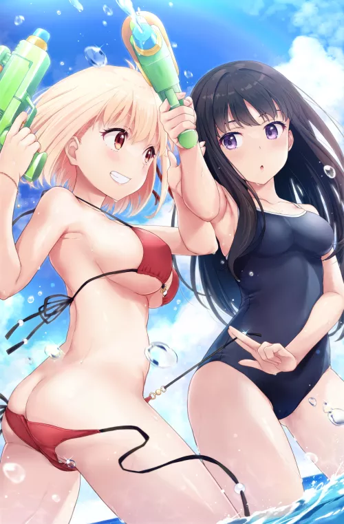 Chisato And Takina Playing Around (Lycoris Recoil)