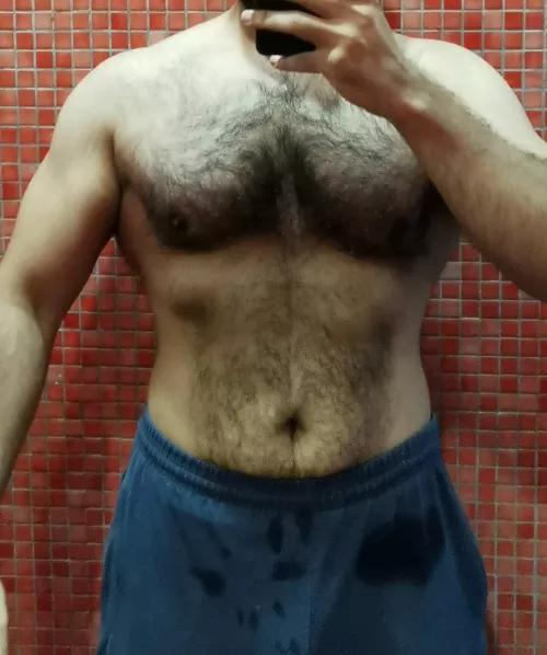 Hairy daddy showing off