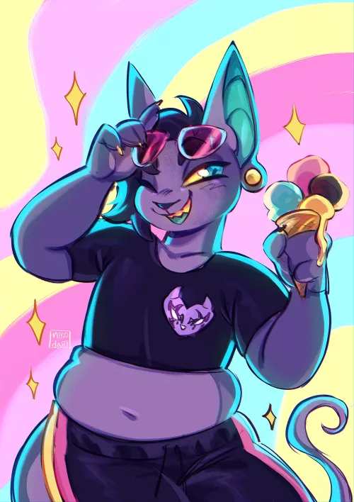 Icy treat 🍨! (my fursona, art by @nikodart on twitter)