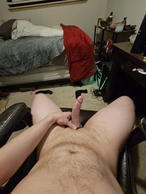 Messy room and a fat cock