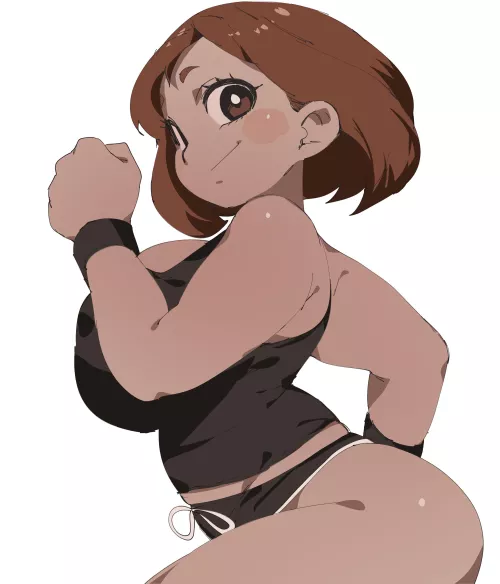Ochako on a jog (coffing)