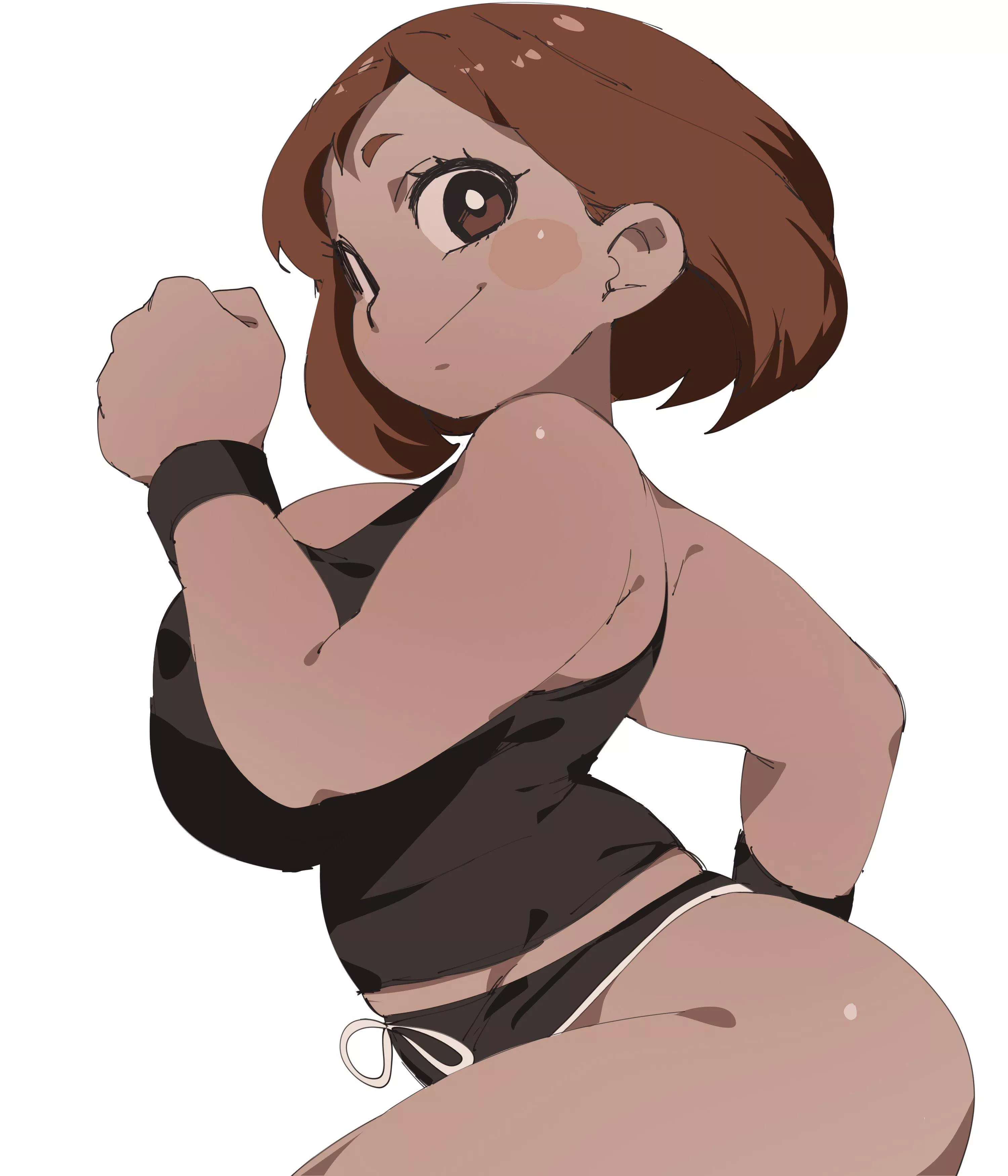 Ochako on a jog (coffing)
