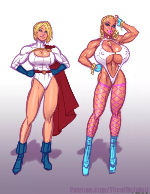 PowerGirl after being improved by Hypnos (Artist: The Pit