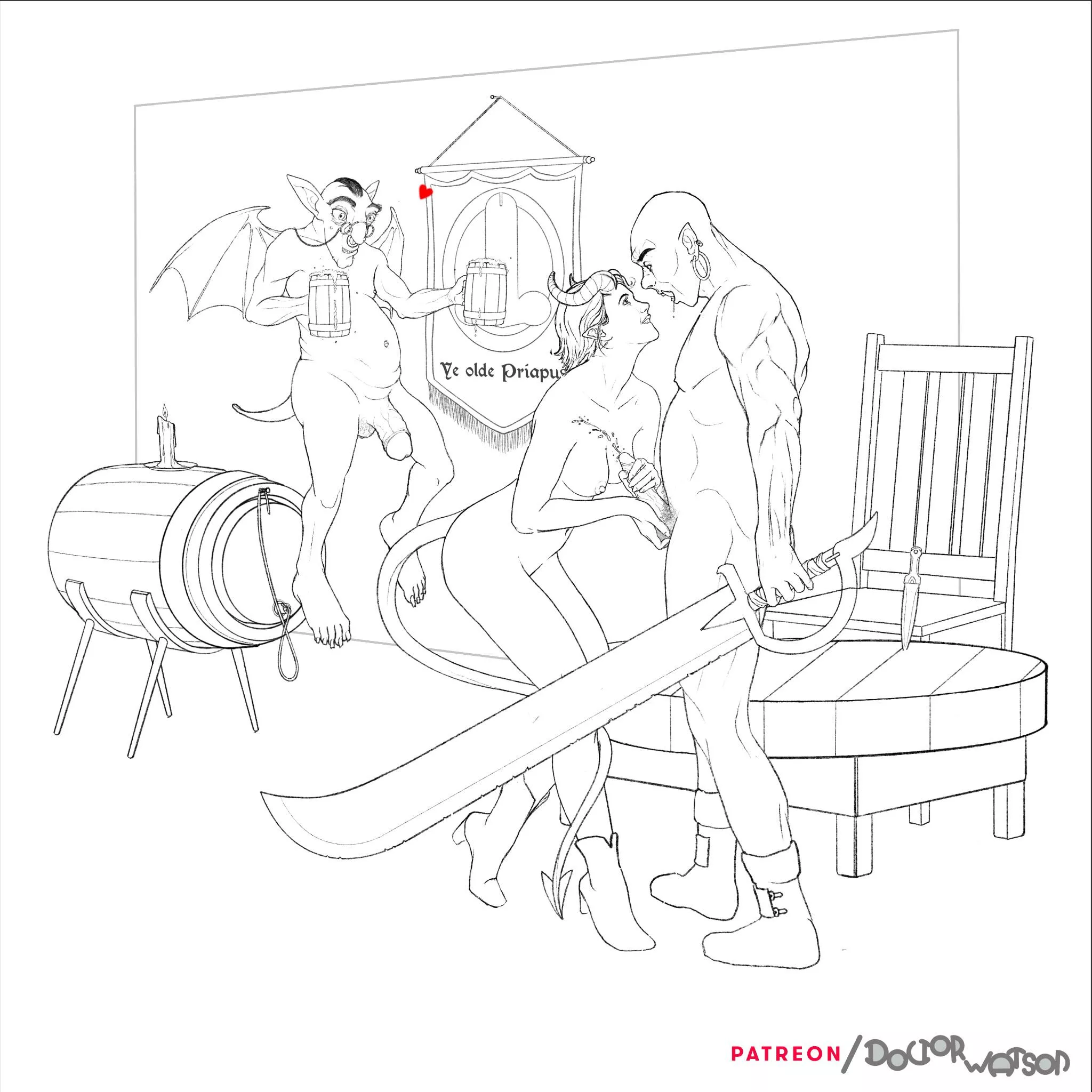 “Tavern Games”. Digital Drawing by me.