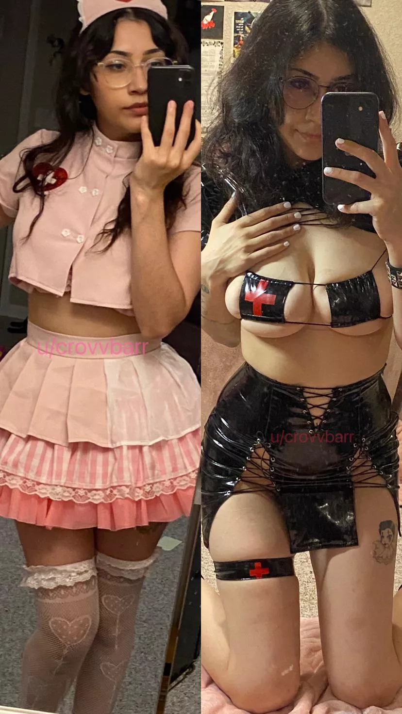 Which nurse do you want inspecting your body from head to toe? 💗🏥🖤