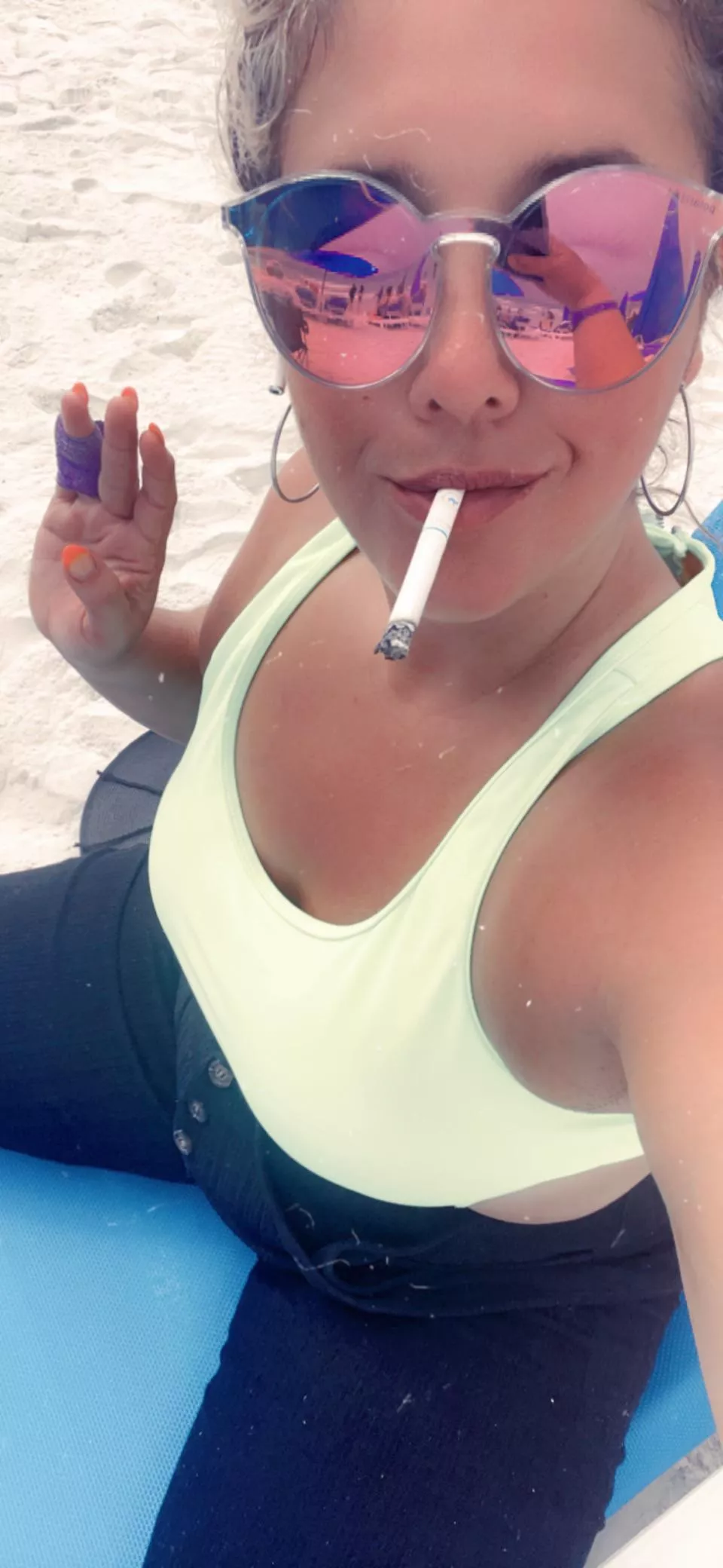 Even with a sprained pinky, I still have a finger or two to spare 😉😜 🚬#InjuredButFlirty #StillGotIt #PinkyPromise