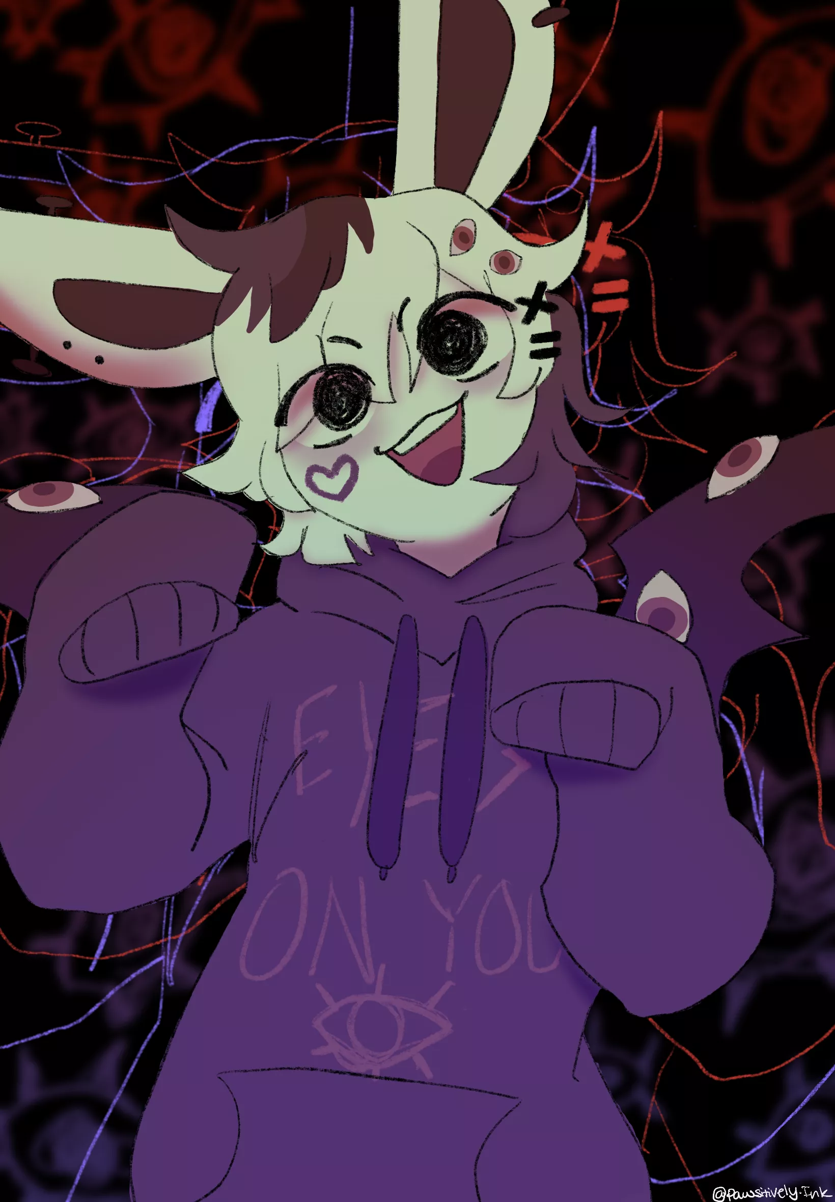 I see you! (art by me @pawsitively.ink (Instagram)) (Character belongs to RabbitCemetery on Toyhouse)