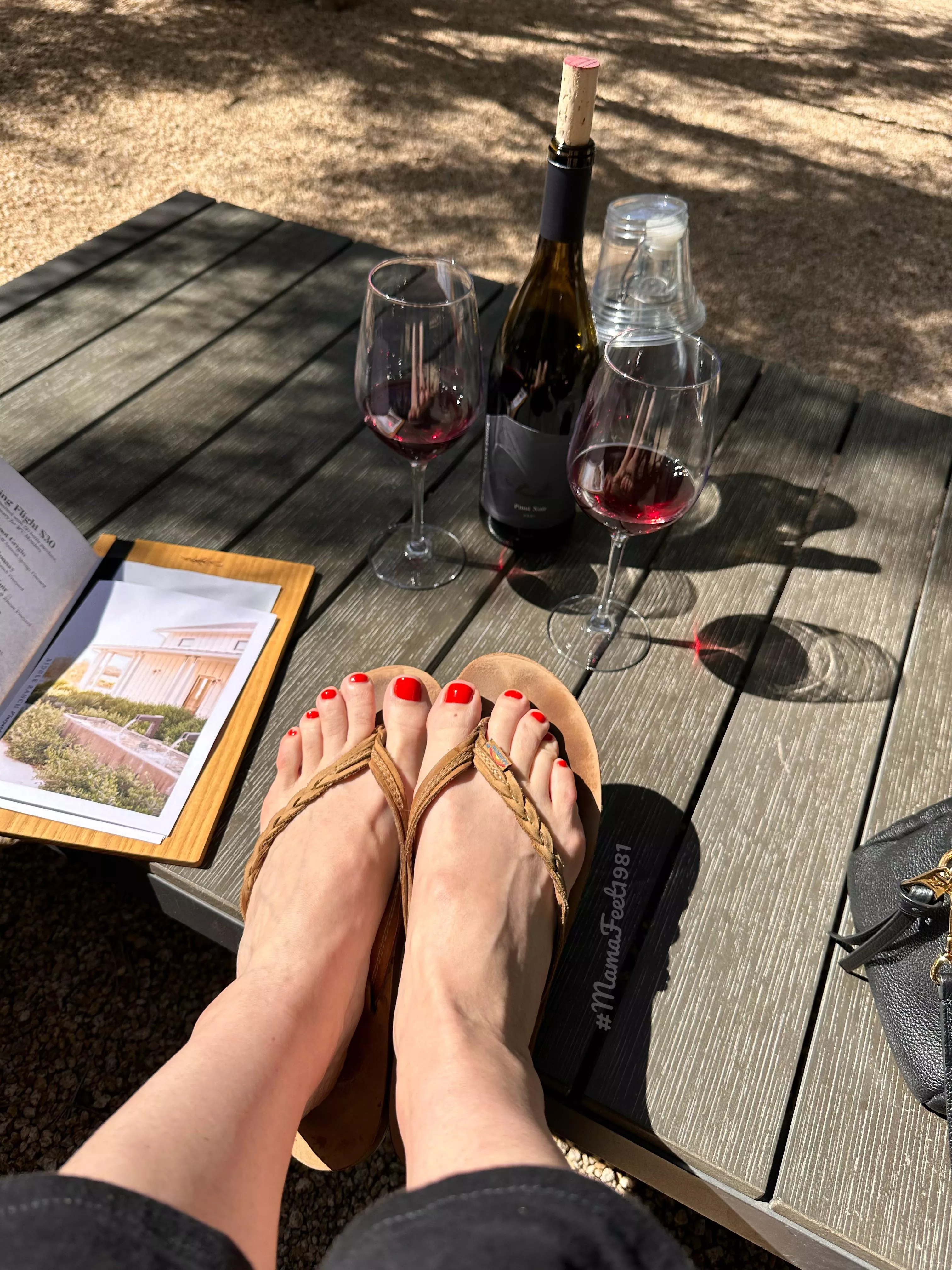 Red toes, sunshine, and wine! (OC)