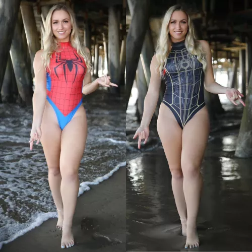 I can’t decide which of my Spider-Man swimsuits is best - what do you think? (Self)