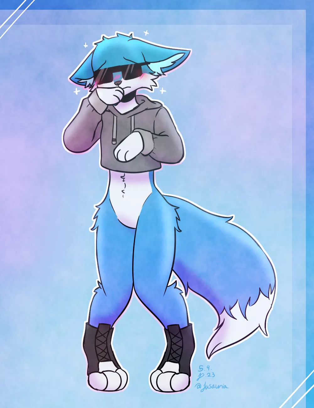 Little fox is shy, awww! (art by me - More infomation in comment)