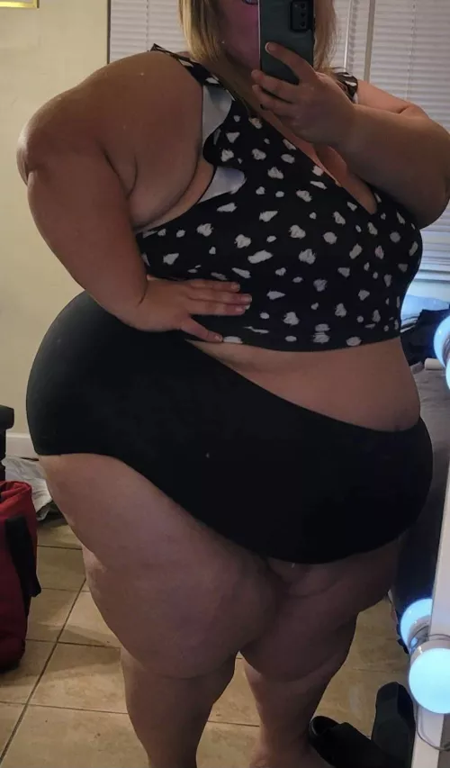 Maybe I shouldn't have gotten stuffed before trying on this bathing suit