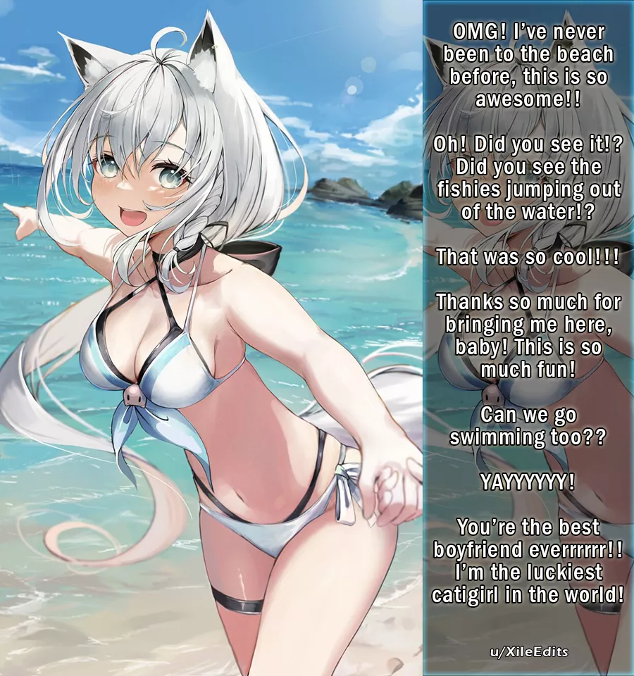 Taking your girlfriend to the beach for the first time! [Catgirl][SUPER Wholesome][GFE][Hand holding][Excited][Swimsuit]