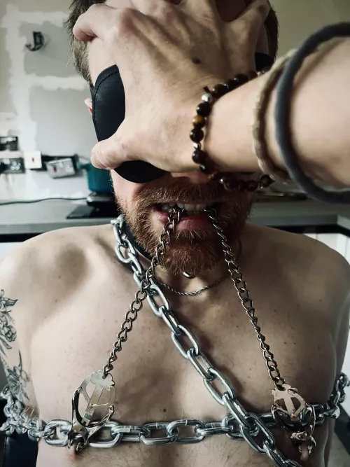 This is one of those little unexpected moments I absolutely loved. There was something about my Lady putting her hand over my face that hit me harder than all the chains and clamps.