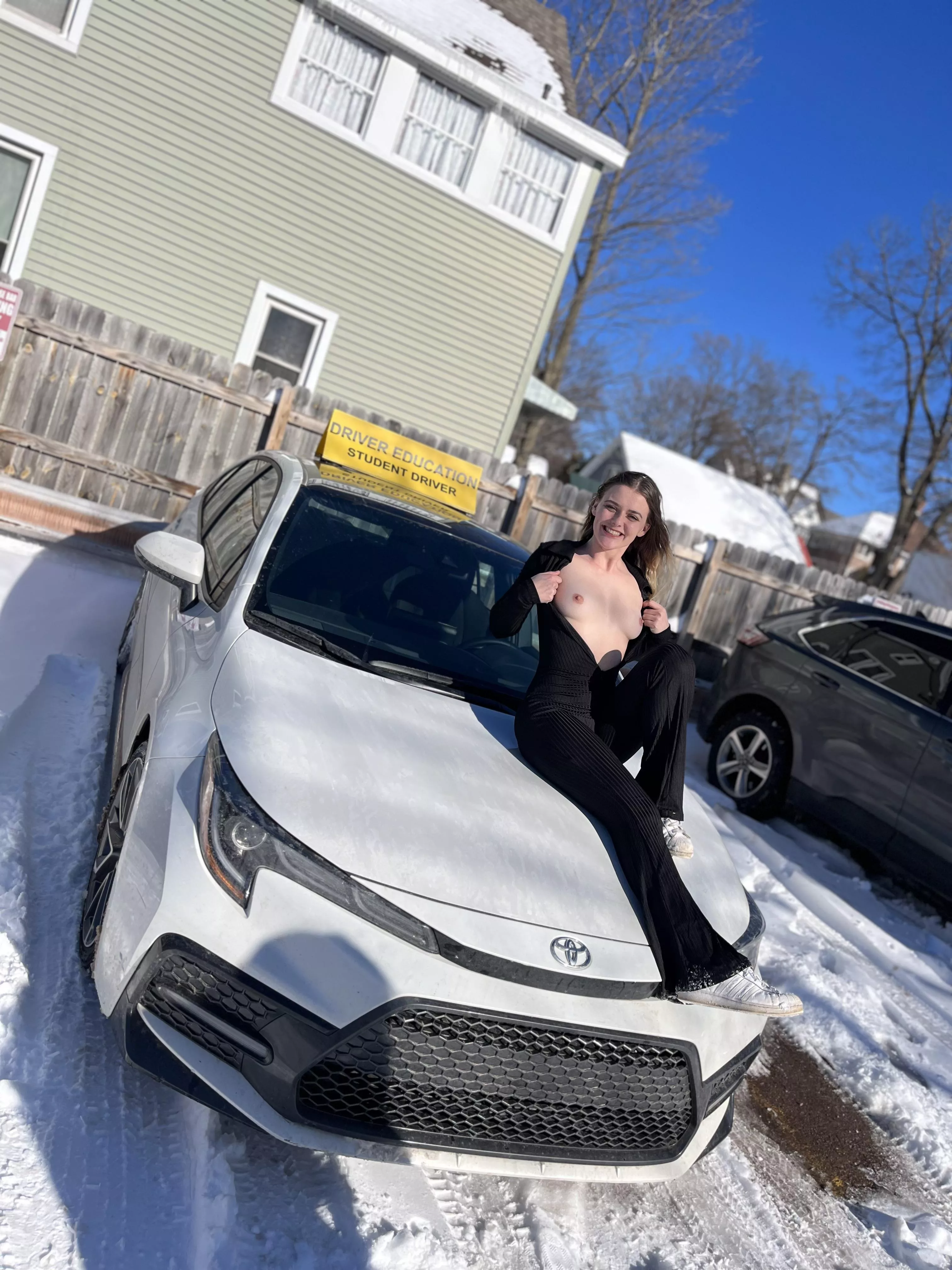 Waiting patiently for the driver instructor to give me a lesson