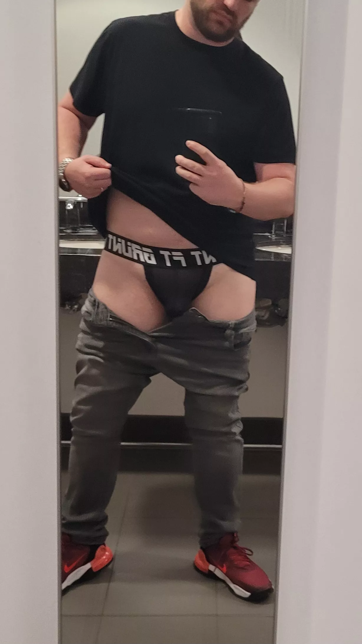 I always enjoy showing off in public restrooms 😈