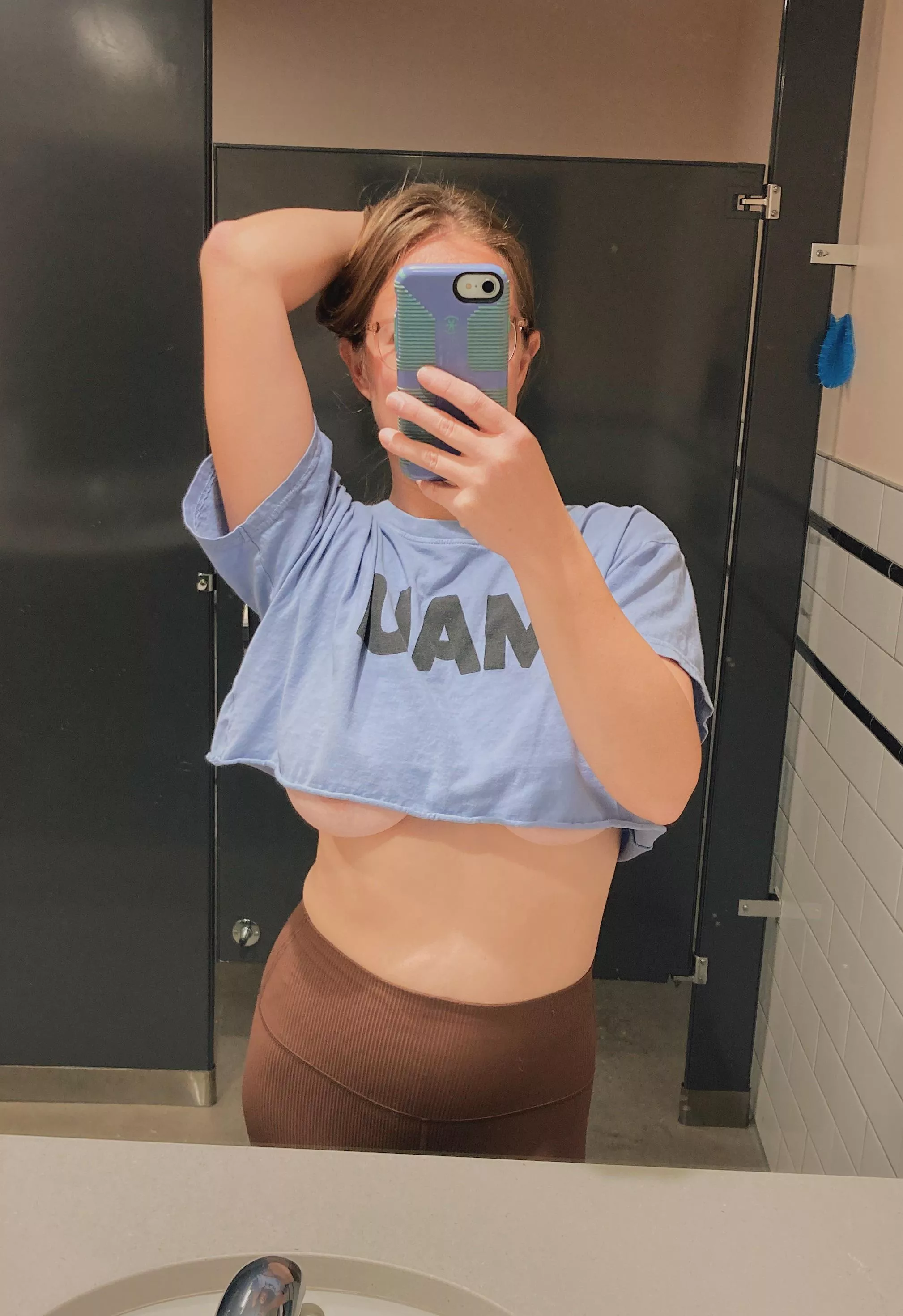 I have to be real careful when I go out in this shirt without a bra…