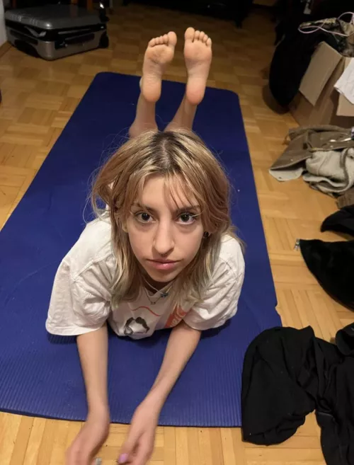 POV: you're waking up to me stretching on the floor (oc)