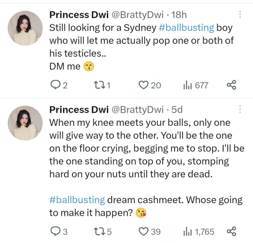 Wish I was in Sydney 😠anyone been ballbusted by her yet?