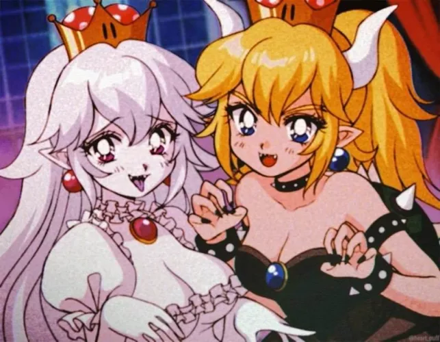 90's anime-inspired Bowsette and Booette