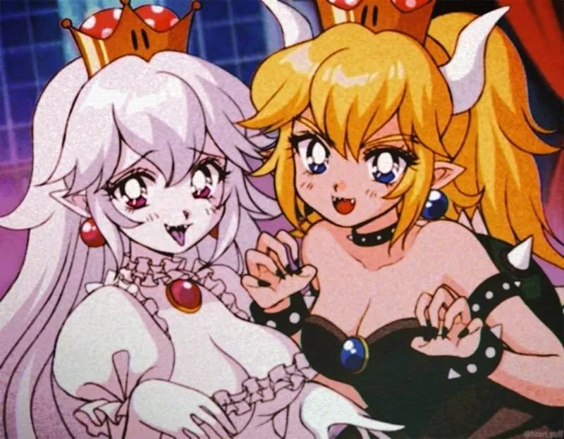 90's anime-inspired Bowsette and Booette
