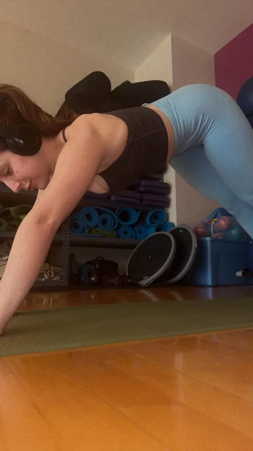 Downward dog in the studio