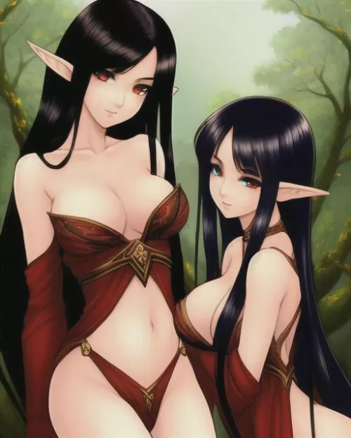 Elf twins made with starryai