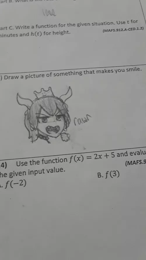 i drew bowsette on my math test