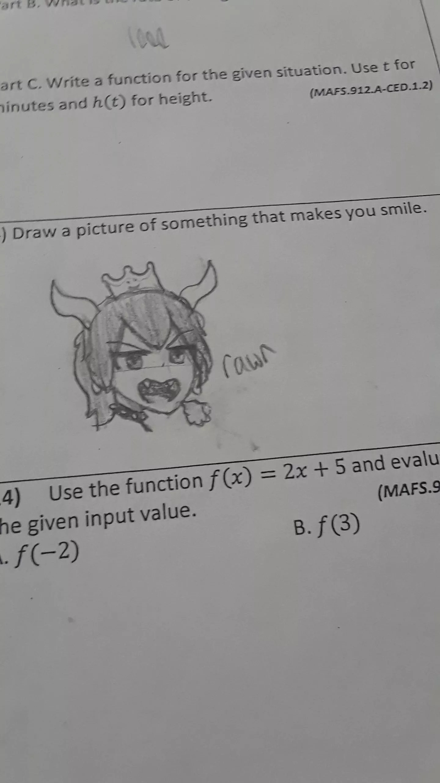 i drew bowsette on my math test