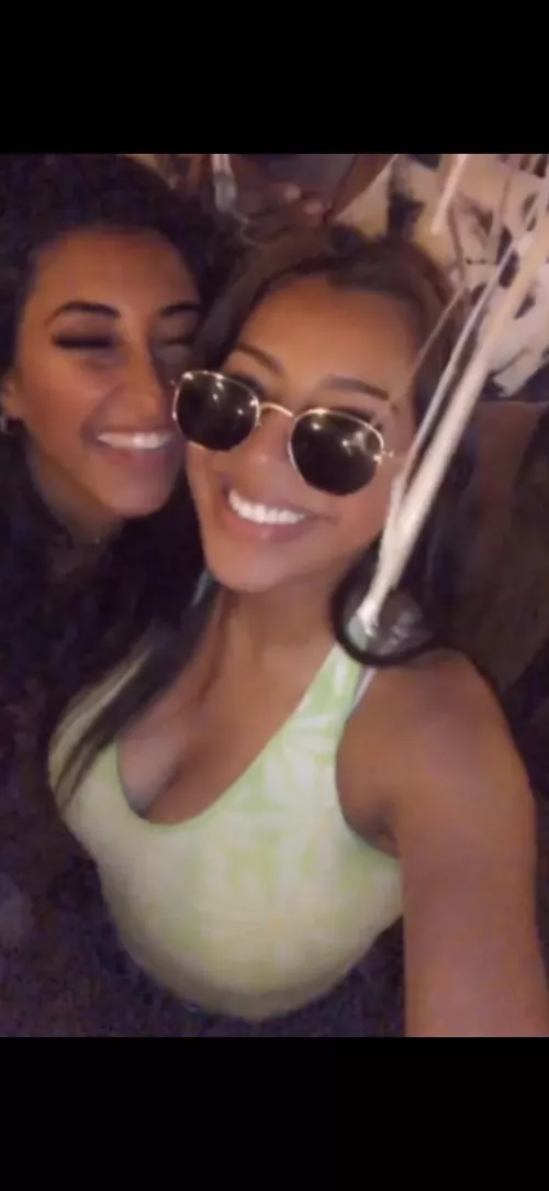 My girl the busty one of her friends! She loves a big guy like me groping those nice tits!