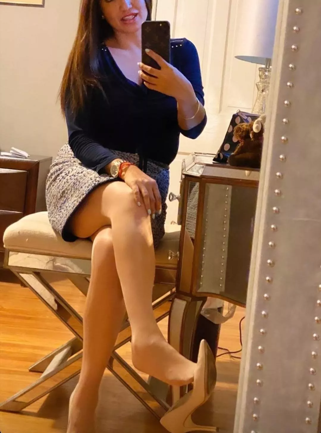 Outfit of the day with sheer pantyhose