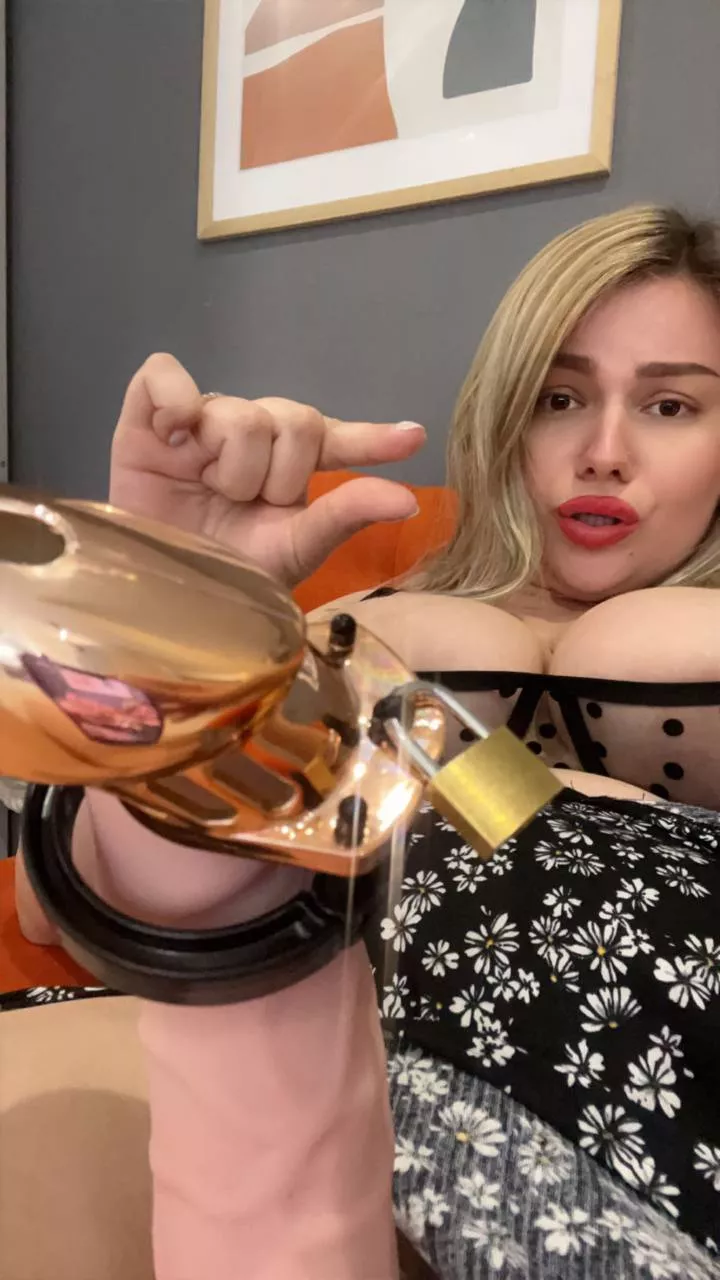 Sissy... are you ready for me to use this cage on your cock and my dildo on your tight ass?