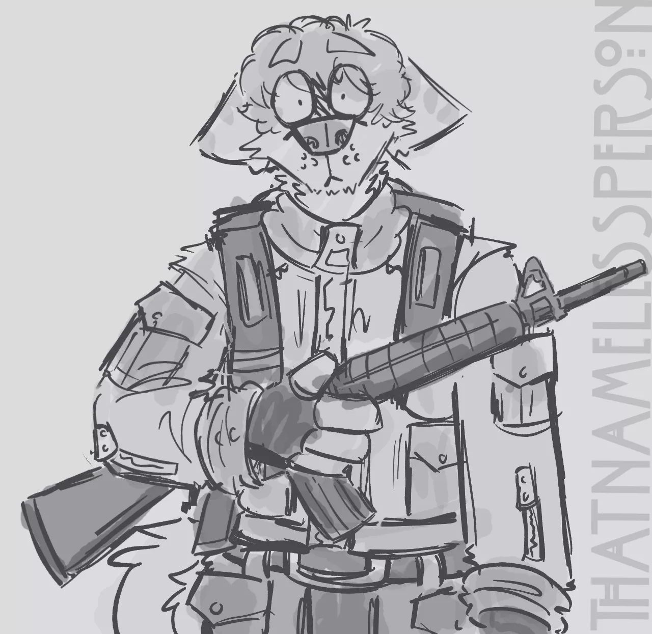 ((wip)) My oc Tyler with a m16!! -art by me-