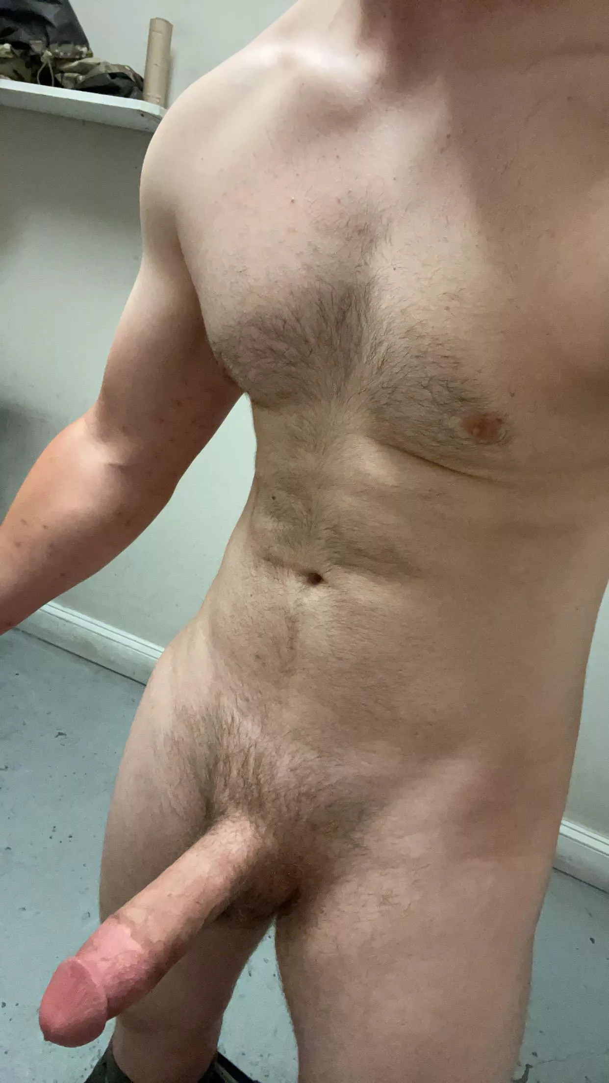 Just a young guy naked at work