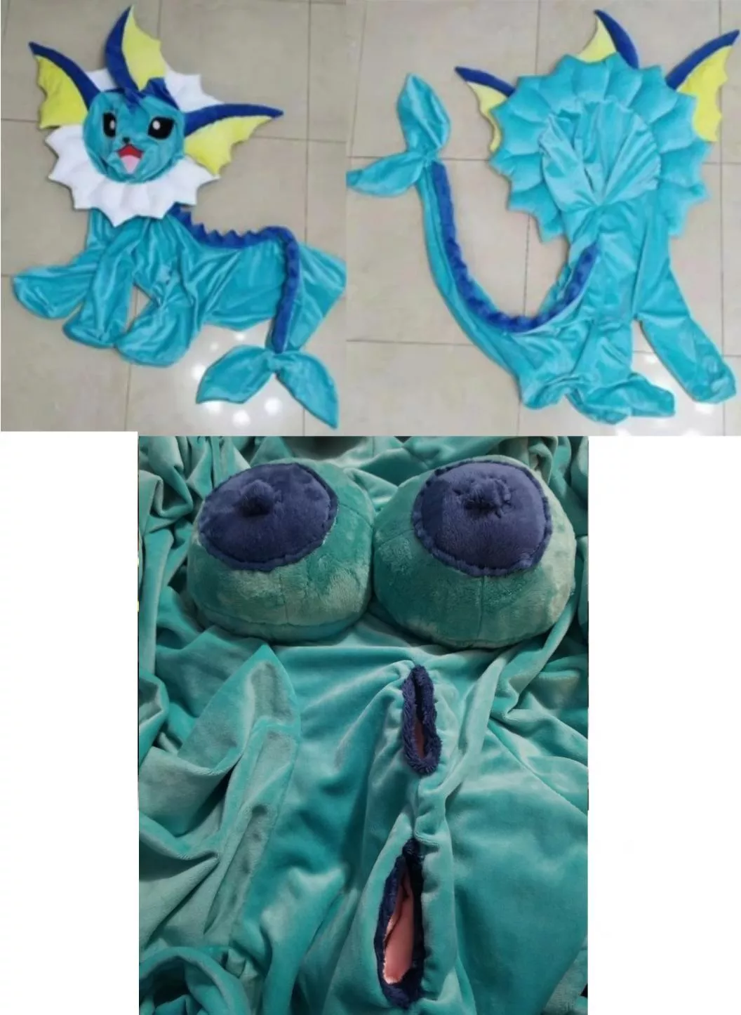 Recently commissioned NSFW fuckable female feral life size Pokemon Vaporeon eeveelution with two crotch boobs/tits with nipples and useable anus and pussy [F] (Furrysale)