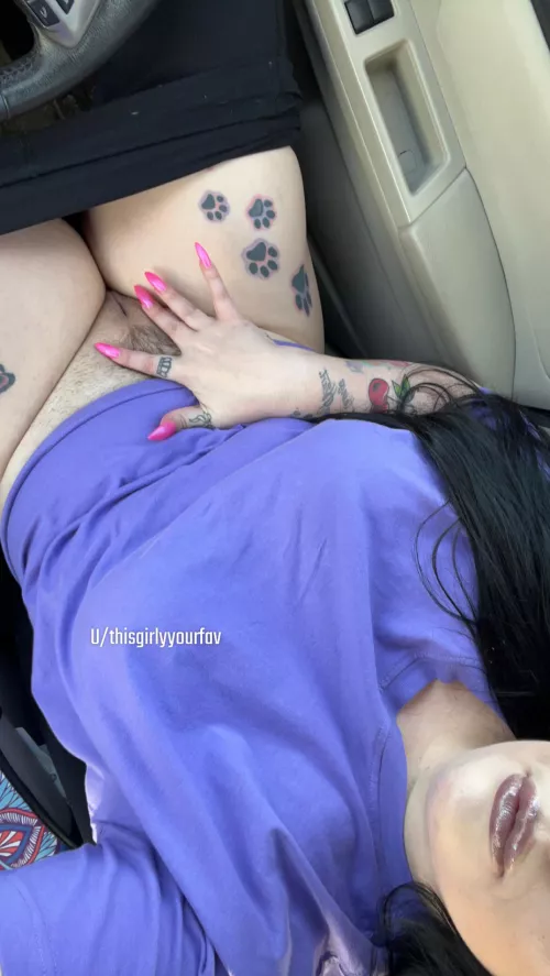Wanted to show off my fat pussy in my car hehe