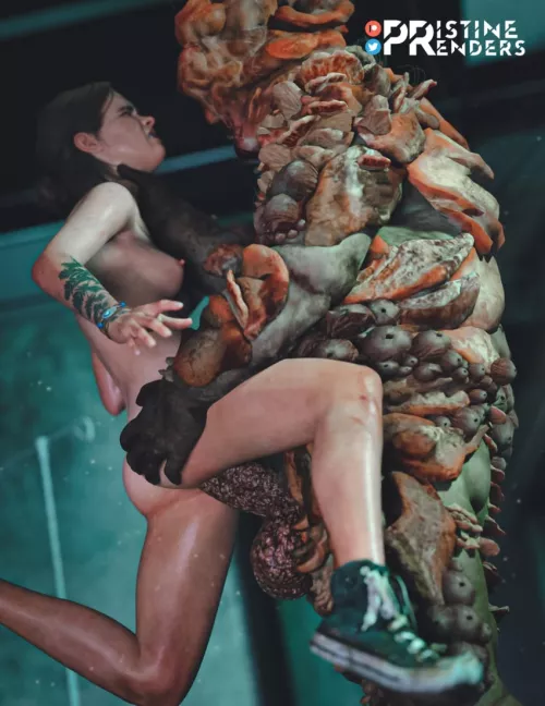 What happens when a bloater charges Ellie (pristinerenders)