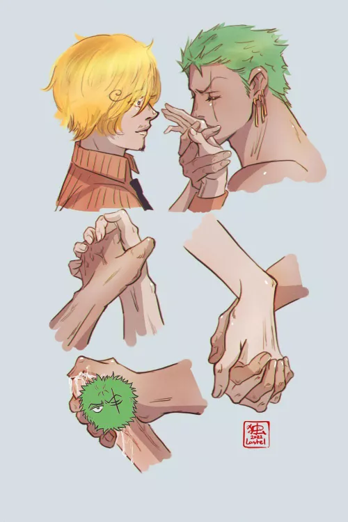 Hand Holding Is Very NSFW (By @LuckyNo3333) | ZoSan | One Piece