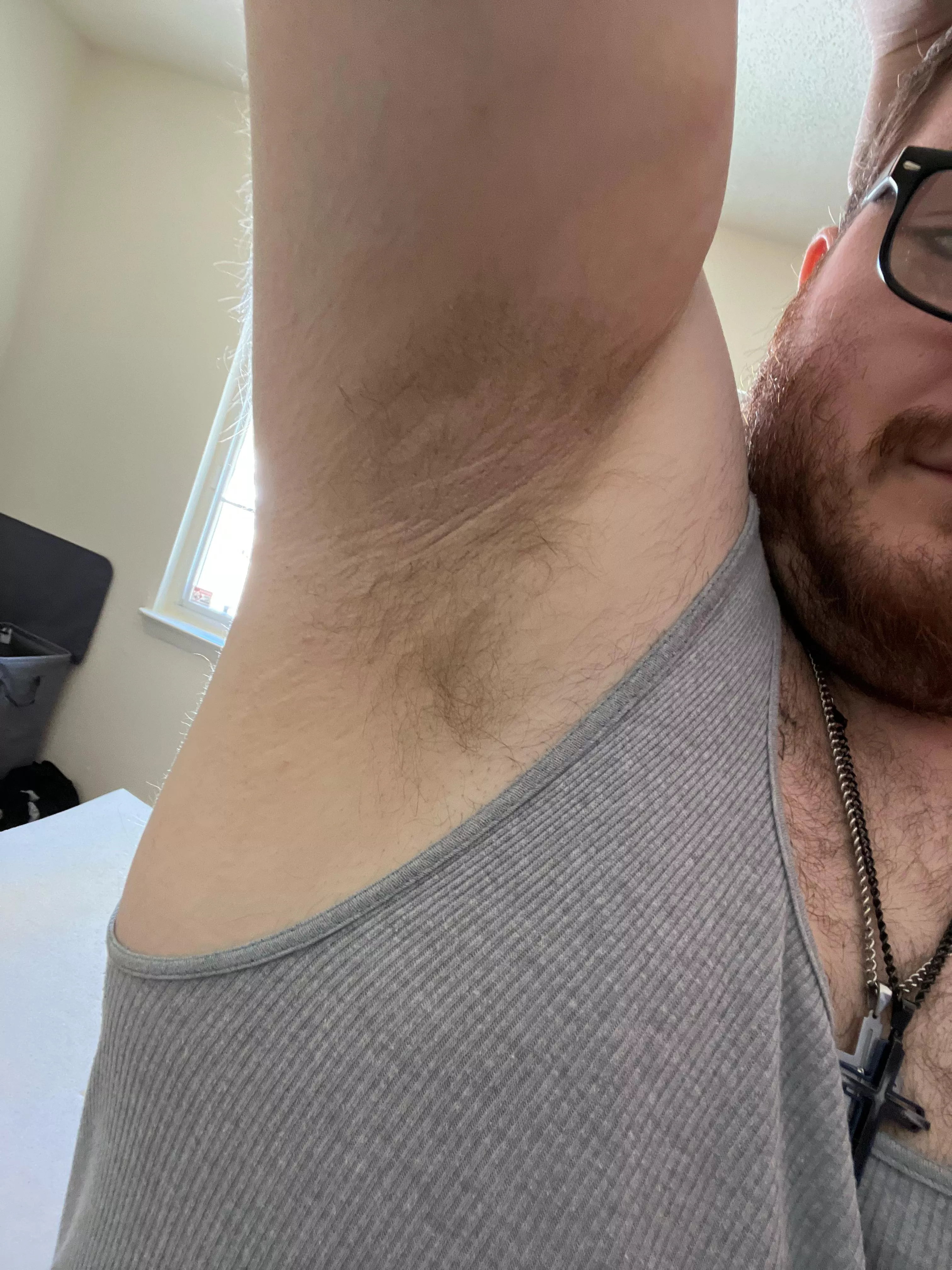 No deodorant after a hot sweaty day of yard work and cleaning the house. Would you mind cleaning them with your tongue?